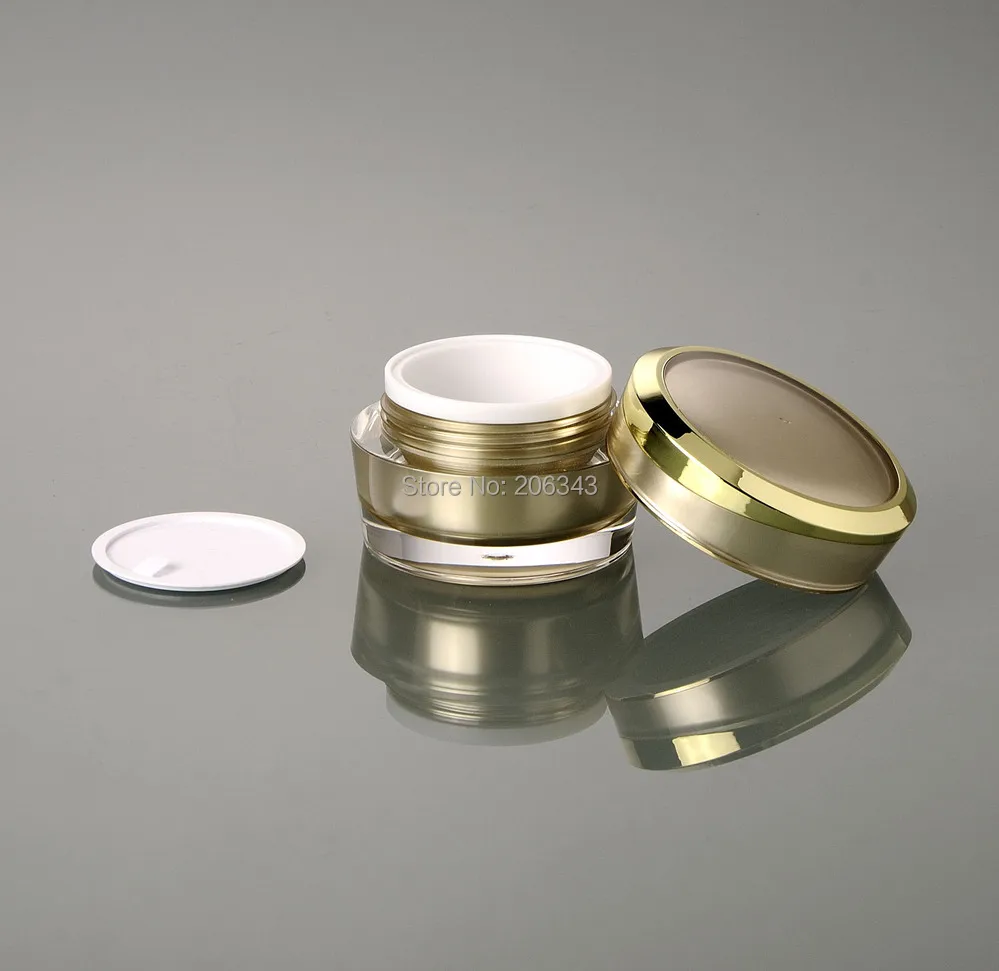 Boião de Creme para o Dia Creme para os Olhos Embalagens de Cosméticos Ouro Acrílico Creme Gel Essência Hidratante Plástico Jar 15g - 6 Beleza e saúde