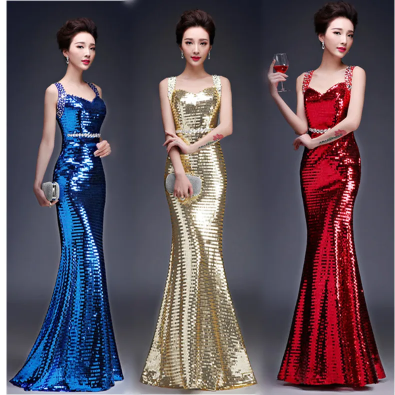 Gold Sequin Party Dress Long Sparkly Bridesmaid Dresses Mermaid Gold Sequin Party Dress Long Sparkly Bridesmaid Dresses Mermaid Sweetheart Y Slim Prom Gown Blue Robe De Soriee New In From
