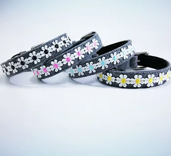 

usd 2.5/pc Free shipping pet dog collar PU leather soft woolen collar necklace with flower 20pcs/lot