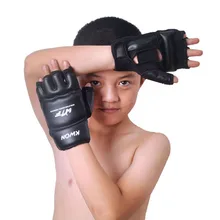 Kids Children half finger Boxing Gloves Mitts Sanda Karate Sandbag Taekwondo Protector Age 3 12