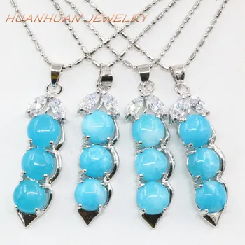 

Hot Sale Women's 10x36mm Peanut Shape Necklaces & Pendant Stainless Steel Chain Natural Blue Jades Stone Pendants Jewelry B3359