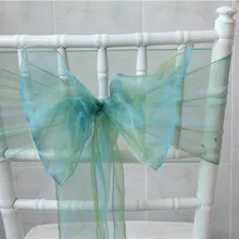 25 шт. 60 Цвет-3/3 18x275 см органзы стул пояса с закрытой накидки на стулья для свадеб и вечерние банкетные рождественские украшения