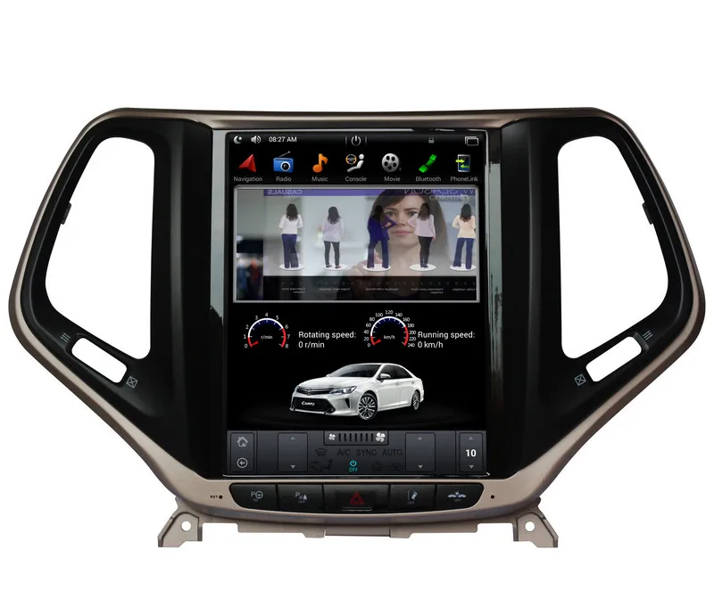 Top 10.4" Tesla Style Android 7.1 Car Player GPS Navigation for Jeep Cherokee 2014 2015 2016 with Radio Bluetooth USB Stereo 2