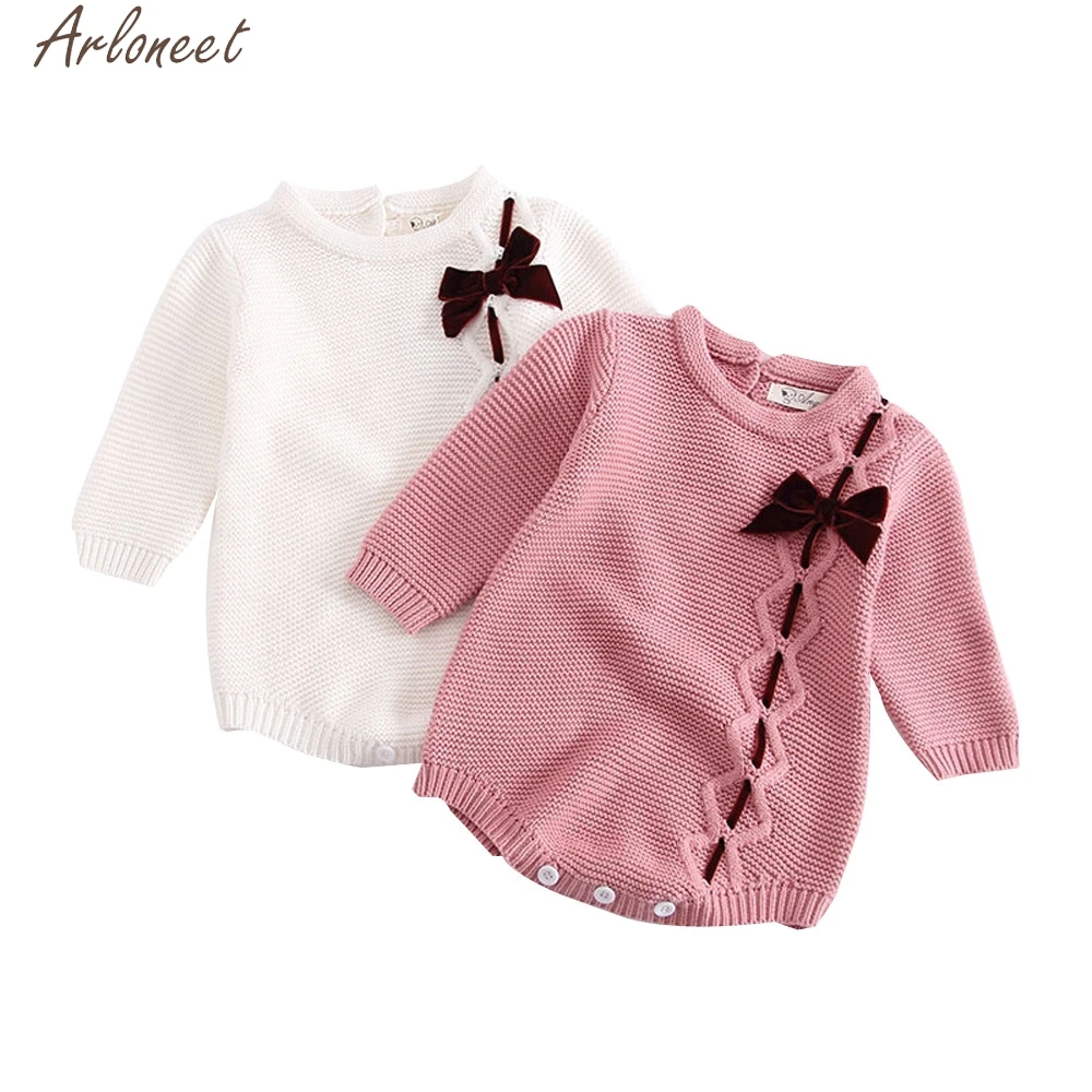 ARLONEET Infant Newborn Baby Boys Girls Outfits Solid baby girl clothes newborn baby girl clothes 0-3 months Knit Romper
