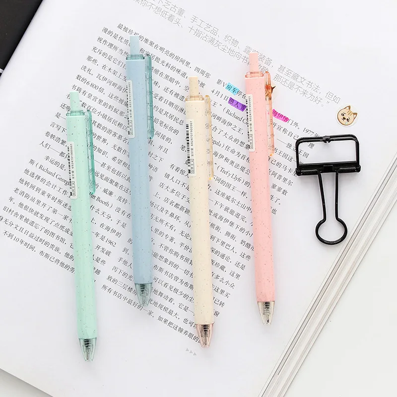 

48 pcs/Lot Wheat straw gel pen 0.5mm roller ball Black color Office pens Stationery School supplies Material escolar F411