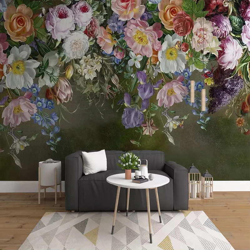 Пользовательский размер 3D настенная Бумага Европейский стиль ретро ручная роспись розы цветы фото обои для гостиной диван спальня