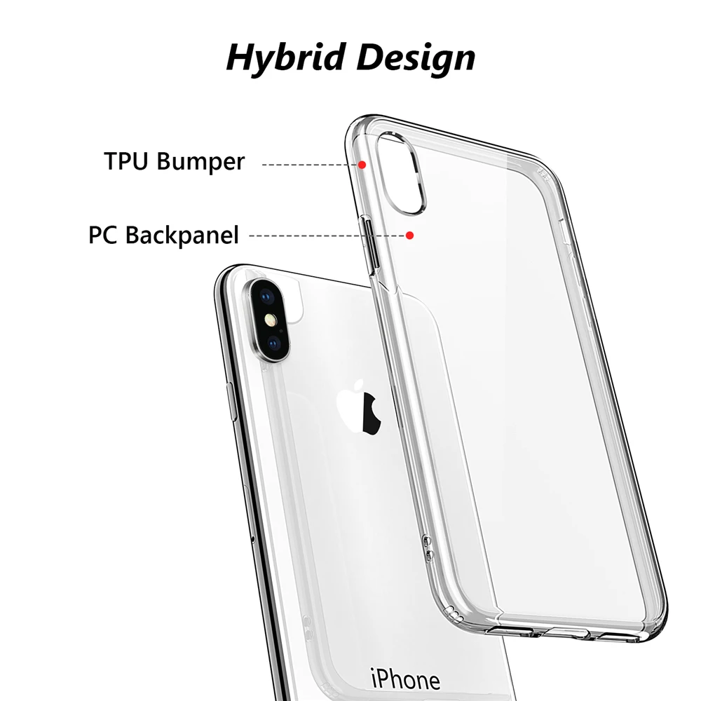 TIEGEM чехол для iPhone X TPU+ ARC Прозрачная мягкая рамка прозрачный силиконовый гибридный Чехол для Apple iPhone 10 чехол