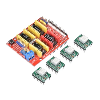

CNC Shield Expansion Board for Arduino V3.0 Engraver+4PCS A4988 Stepper Motor Driver with Heat Sink for 3D Printer Kits
