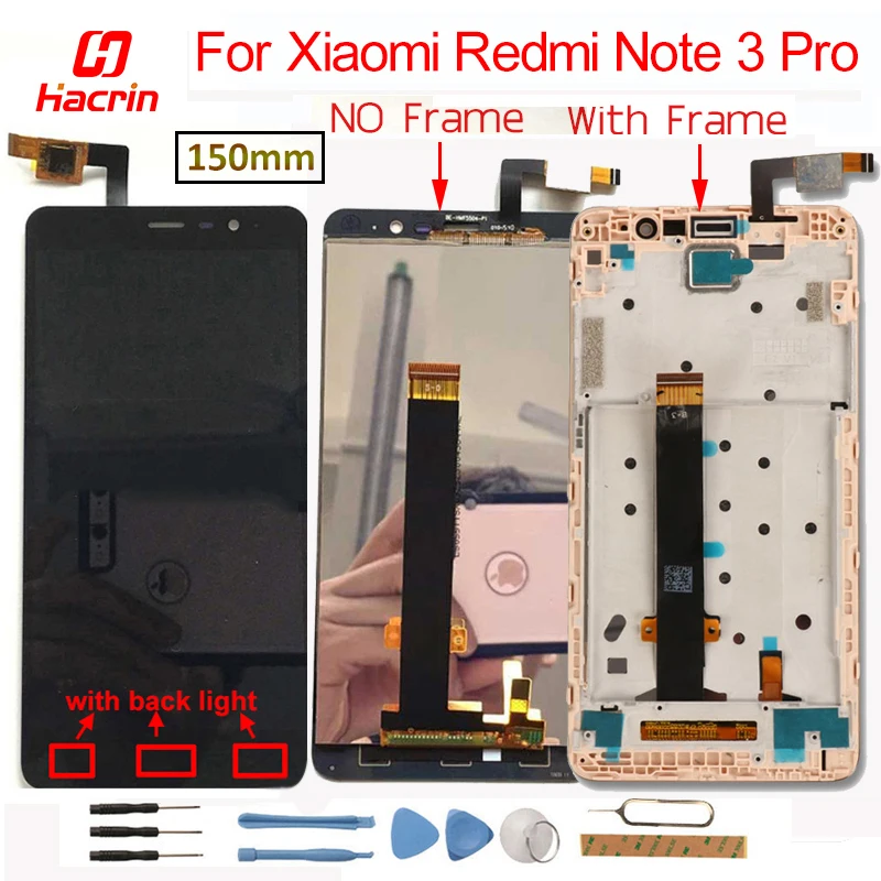 

LCD Screen For Xiaomi Redmi Note 3 Pro LCD Screen+Touch Display with Soft-key Backlight LCD Display for Redmi Note 3/Prime 5.5'