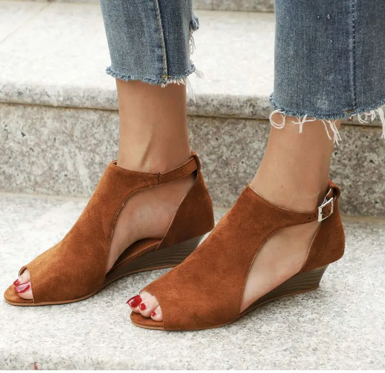 Women's Boots' Women Slip-On Fashion Ankle Summer Boots Women Plus Size High Heels Wedge Ankle Boots For Womens Winter Boot (11)