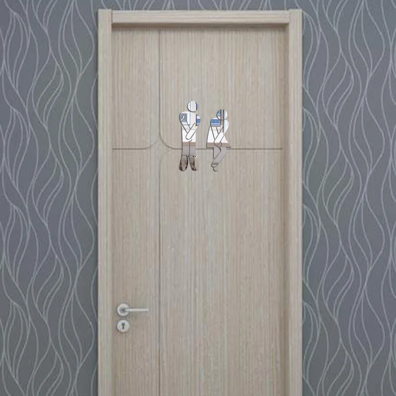 

3D Acrylic Toilet Sticker Women Men Bathroom Sign Door Decal MYDING