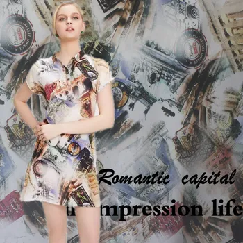 

140cm digital inkjet silk fabric soft dress shirt silk crepe de chine fabric 16mm dress crepe fabric wholesale silk cloth