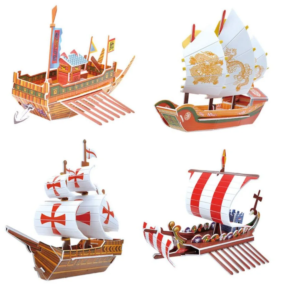 

3D paper jigsaw puzzle Sailboat paper stereoscopic model DIY puzzle kids learn growth game puzzles A gift for a child