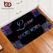 Постельные принадлежности Outlet цветы коврики для ванной нескользящие бохо мандала двери ковер любовь за словами двери Коврики открытый фиолетовый синий tapete 50x80 см