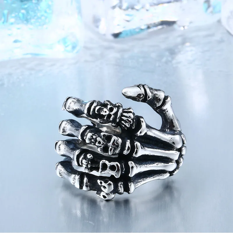 BEIER 2018 New Alibaba Wholesale Stainless Steel High Quality Skull Hand Ring For Man Punk Man's Cool Jewerly BR8-328