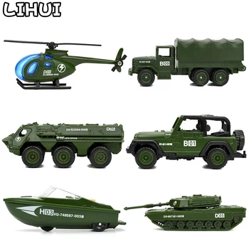 

6 Styles Diecast Mini Military Vehicles Alloy Army Tank Model Toys for Children Plastic Gliding Car Truck Kids Toy Gifts for Boy