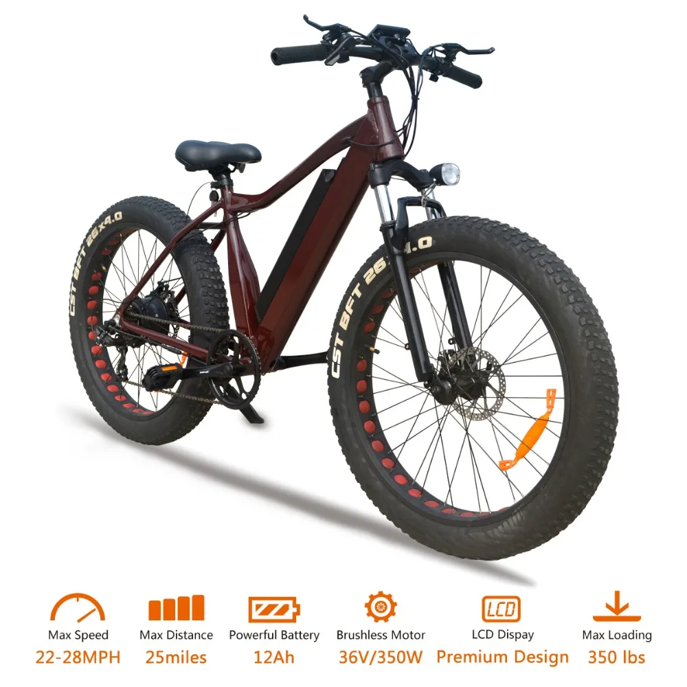 Discount VTUVIA 26 inch Aluminum Alloy Frame 7 Speed Electric Bike 36V 350W LCD Display Electric bicycle with 12Ah Lithium Battery 0