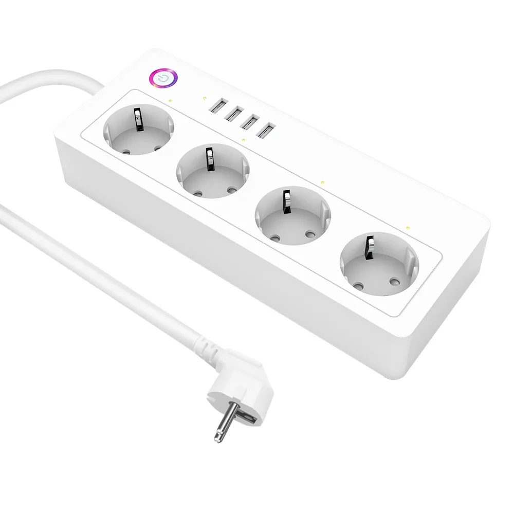 Wifi Smart power Strip 4 розетки ЕС розетка с USB 4 зарядным портом, приложение Голосовое управление работает с Alexa Google Home Assistant