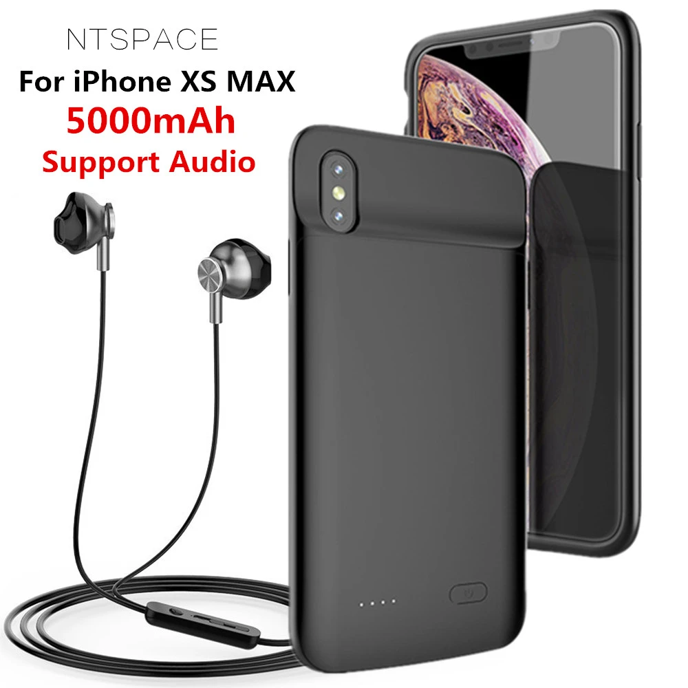 

NTSPACE 5000mAh Liquid Silicone Shockproof Battery Charger Case For iPhone XS MAX Power Bank Charging Case External Battery Case