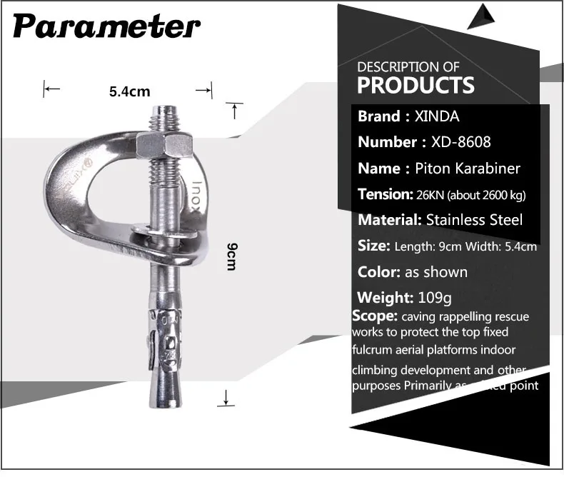 XINDA профессиональные рок подняться болт крепления Fixed Point расширения винт питон карабин рок питон гайка Открытый спортивный инвентарь
