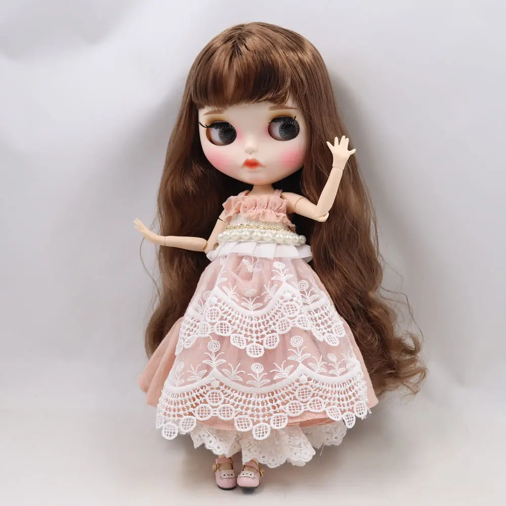Кукла Blyth 1/6 bjd белая кожа тела милые дикие коричневые длинные вьющиеся волосы Новые матовые лицо с бровями блеск для губ ледяной sd игрушка