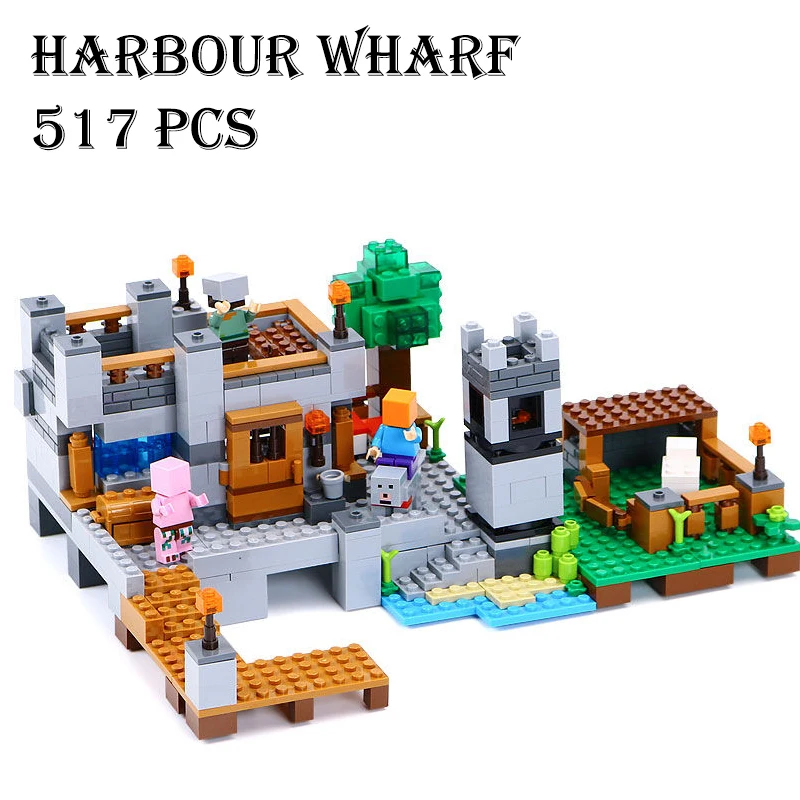 Model building kits compatible with lego 79287 18013 my worlds MineCraft My Harbor Dock Educational toys hobbies for children | Игрушки и