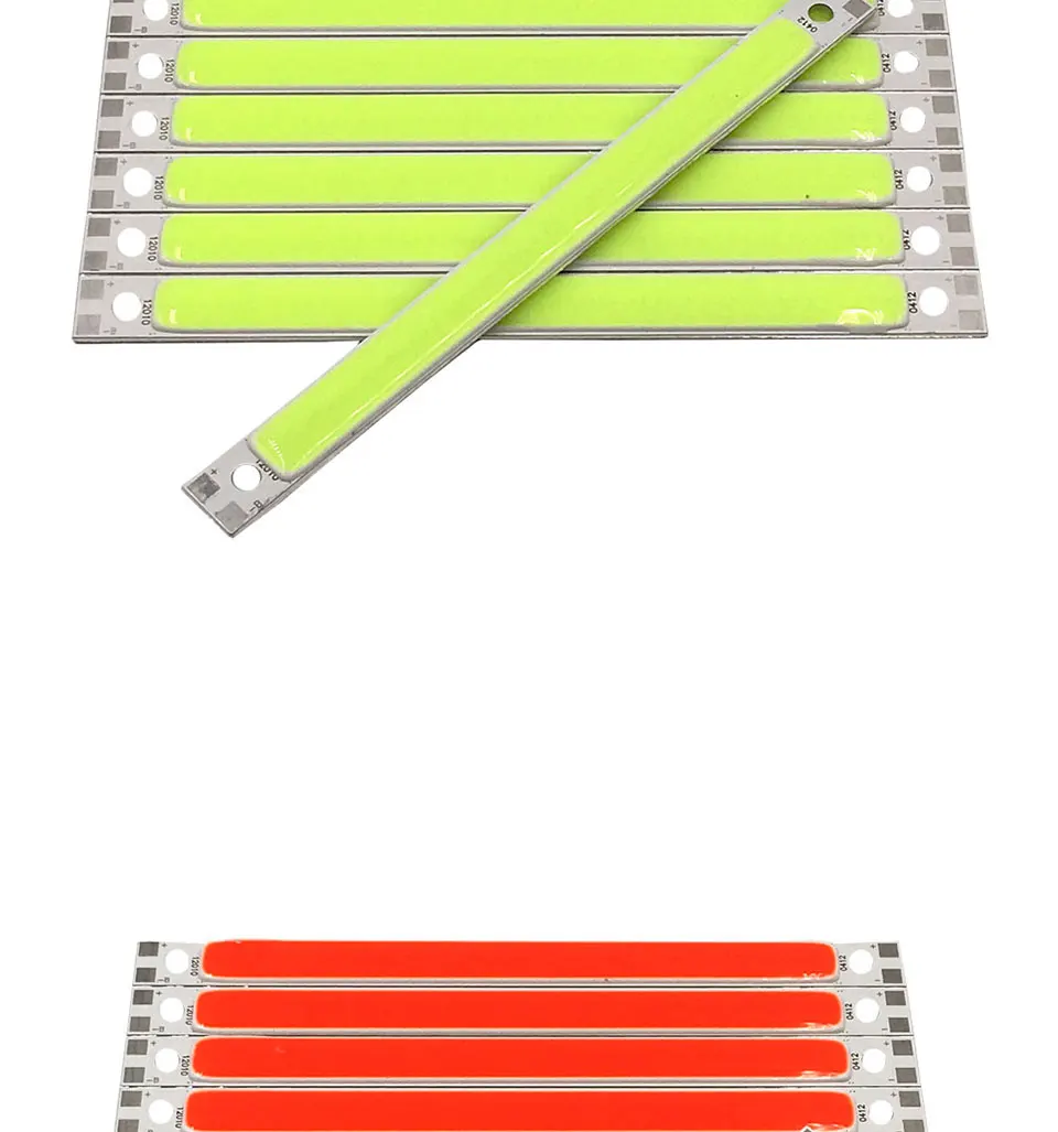 120mm 4.72in LED Bar Light Strip COB Bulb 12V 7W 10W LED Lamp Green Blue Red White Emitting Colors 12010mm COB Chip (10)