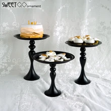 SWEETGO высокие ноги матовый черный 8 дюймов торт стенд украшения инструменты для свадебного десертного стола поставщик десерт-выпечка тарелка