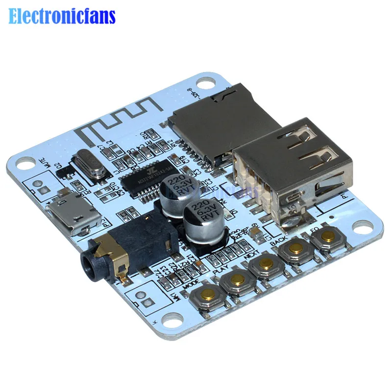 

Bluetooth Audio Receiver board with USB TF card Slot decoding playback preamp output A7-004 5V 2.1 Wireless Stereo Music Module