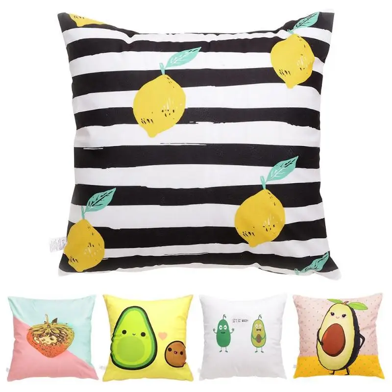 

Square Flannel Fuit Pattern Pillowcase Pillow Cover Car Sofa Back Cushion Cover Home Textile Home Office Hotel Seat Decor Gift