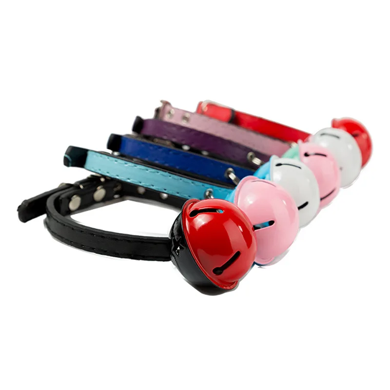 

1.0*31cm Pet Bell Collar Adjustable Puppy Small Dog Cat Collar with Cute Bi-color Big Bell Black Red Blue Pink Purple Yellow