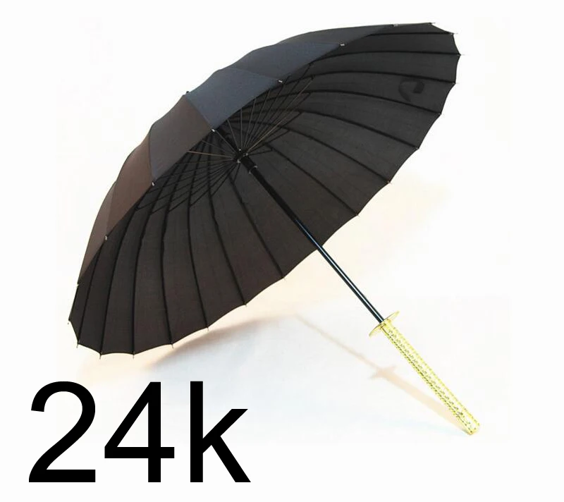 Черный самурайский меч Kantana Sun Rainny Umbrella Ninja-like прямой длинный-ручка аниме Mt. fuji 24 ребра ручной открытый и закрытый - Цвет: 01