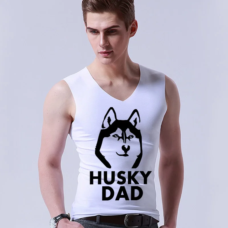 

Husky Dad Men Tank Tops V-neck sports sleeveless Ice silk Thin seamless Tight vest hot summer GA335