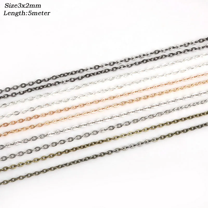 

New 3x2mm 5 meter Iron Metal Chains Findings Necklace Chains For Necklace Bracelet Jewelry Findings Making Materials DIY