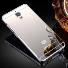 Mi4 Fashion Gold Plating Armor Aluminum Frame + Mirror Acrylic Back Cover Phone Case For Xiaomi Mi4 Set Hot Phone Bag