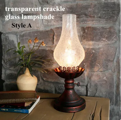 Crackle Glass Lighted Hurricane Lamp