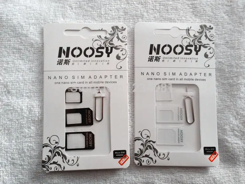 

Noosy Nano SIM Card Adapter 4 in 1 micro sim adapter with Eject Pin Key Retail Package for iPhone 5/5S/6/6S/Samsung