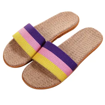 

2019 Fashion Flax Home Slippers Indoor Floor Shoes Belt Silent Sweat Slippers For Summer Women Sandals unisex Flip Flops AF433