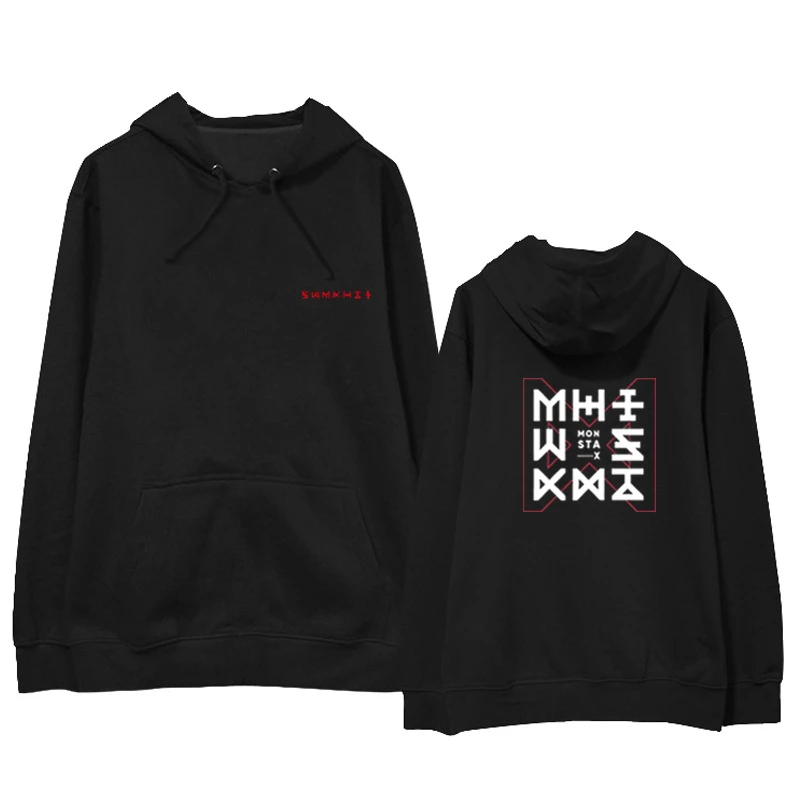 Kpop MONSTA X концертный альбом толстовка с капюшоном в стиле хип-хоп повседневные