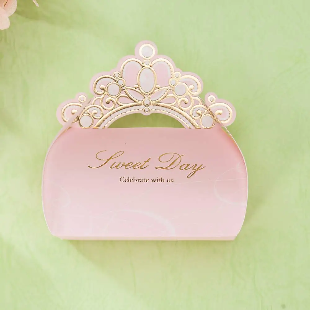 

100X WISHMADE 3.5"x3.7"x2.0" Pink Blush Crown Candy Gift Favor Box for Wedding Engagement Birthday Party CB6072