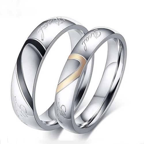 

New and hot! Women Men Love Heart Shape Promise Band Ring for Lover Couple Wedding Jewelry