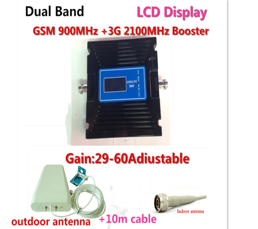 

LCD Display Dual Band 3G W-CDMA 2100MHz , GSM 900Mhz Mobile Phone Signal Booster , Signal Repeater 3G GSM Booster Amplifier