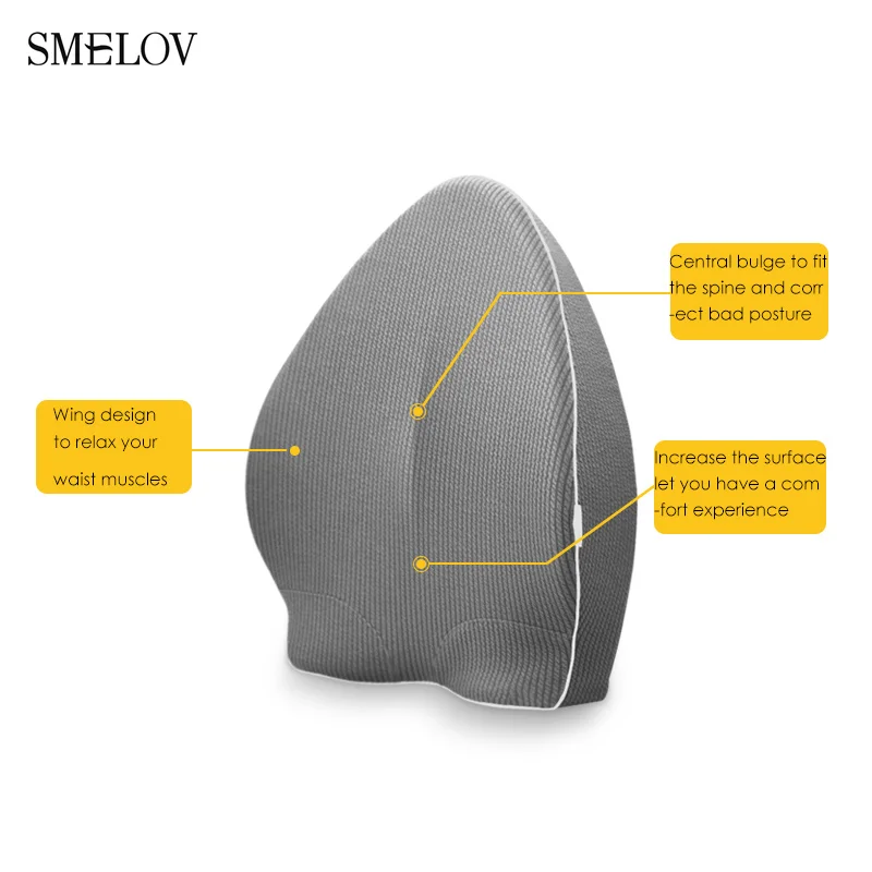 Smelov لون نقي قطني وسادة دعم الظهر وسادة الذاكرة رغوة محبوك القطن وسادة قطنية ل سيارة كرسي مكتب الأزرق