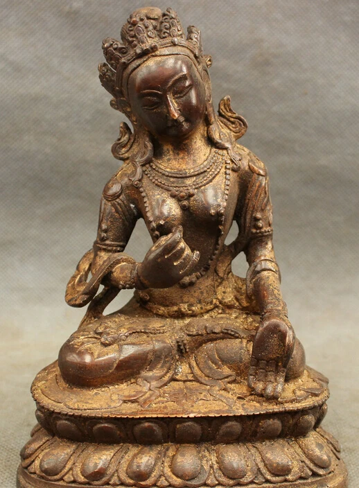 

JP S0608 Chinese Bronze Folk Kwan-Yin Gun Yin Goddess Statue Maitreya Tara Buddha Joss (B0328)