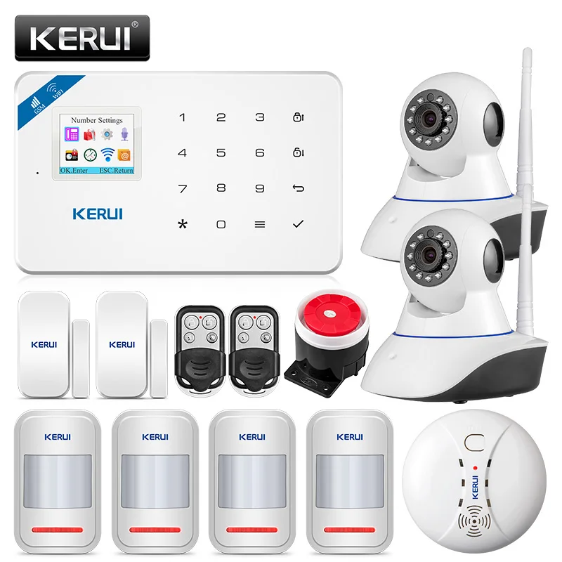 KERUI W18 433MHz 4 Language Security Alarm System Wireless 1.7-inch IOS/Android APP Control Wifi GSM Home Burglar Alarm Suits KERUI W18 433MHz 4 Language Security Alarm System Wireless 1.7-inch IOS/Android APP Control Wifi GSM Home Burglar Alarm Suits