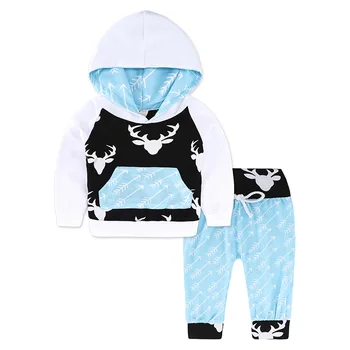 

KIDS TALES 2017 new Spring and evening children's long-sleeved hat + pants two-piece children's clothing
