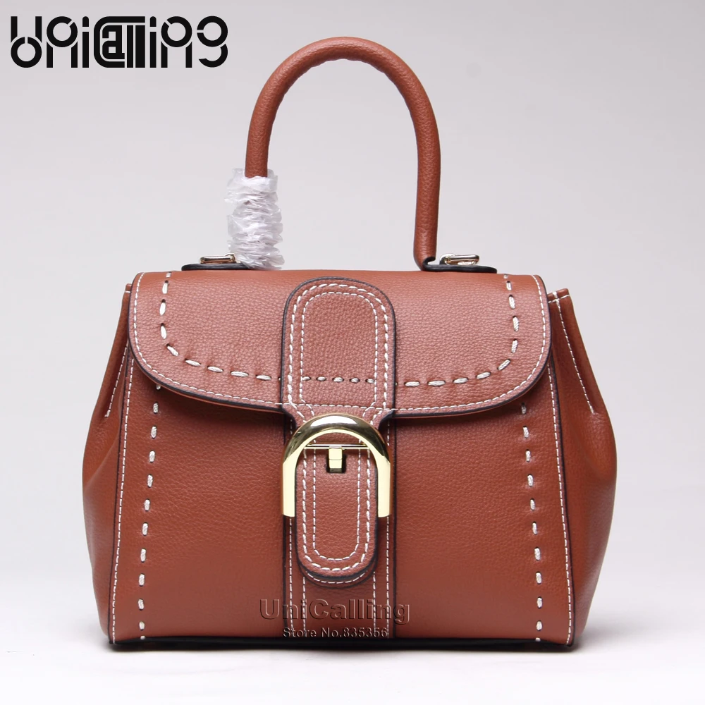 

UniCalling women shoulder bag fashion sewing thread hasp cover women small bag Split Cow Leather female bag women tote bag