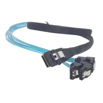 

100cm Mini SAS 4i SFF-8087 36 Pin Host to 90 Degree Angled 4 SATA 7Pin Target HDD Hard Drive Splitter Cable 10Gbps
