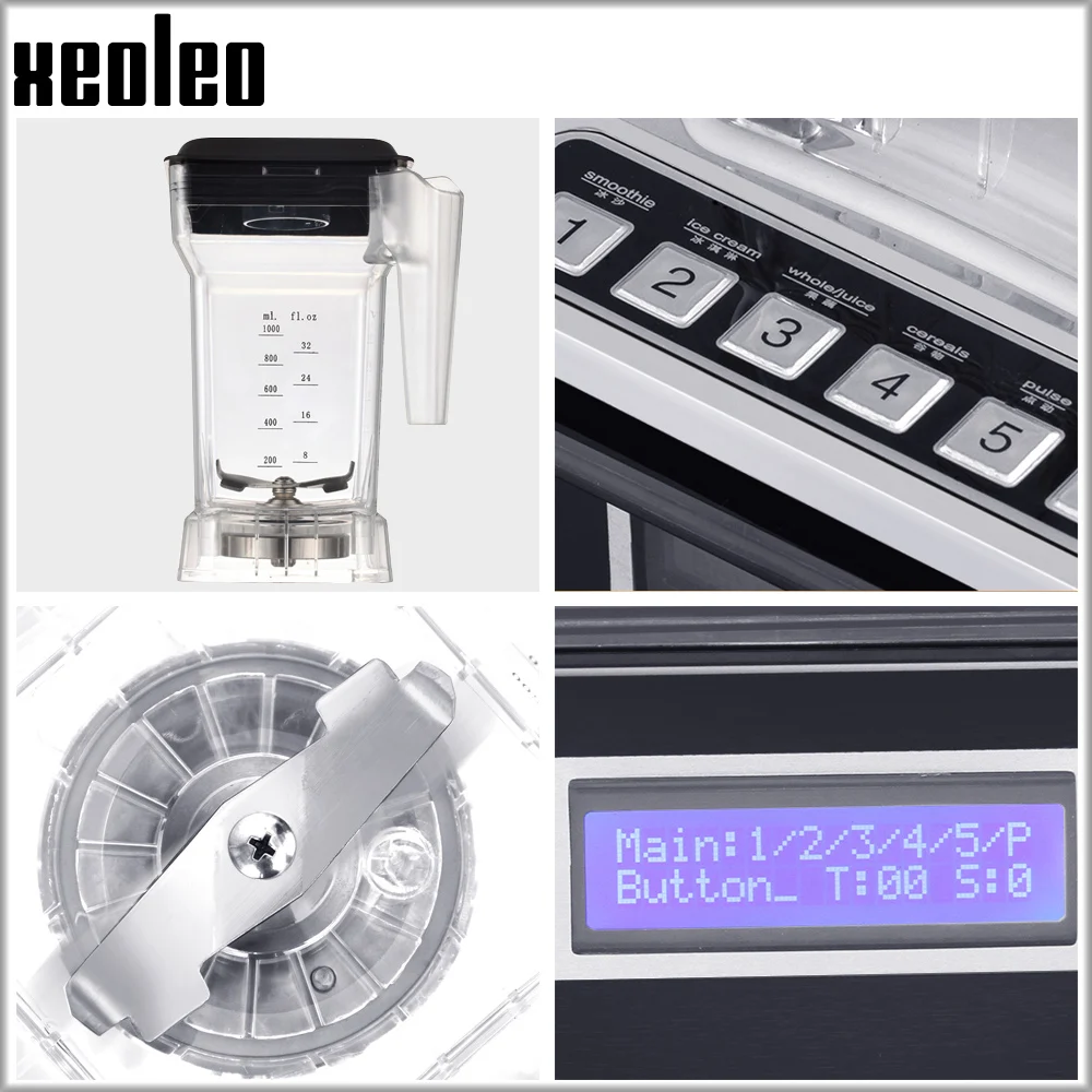 Xeoleo Commercial High performance blender Sound insulation 1800W Food mixer 2L Heavy duty Blender BPA Free Mute Smoothie maker