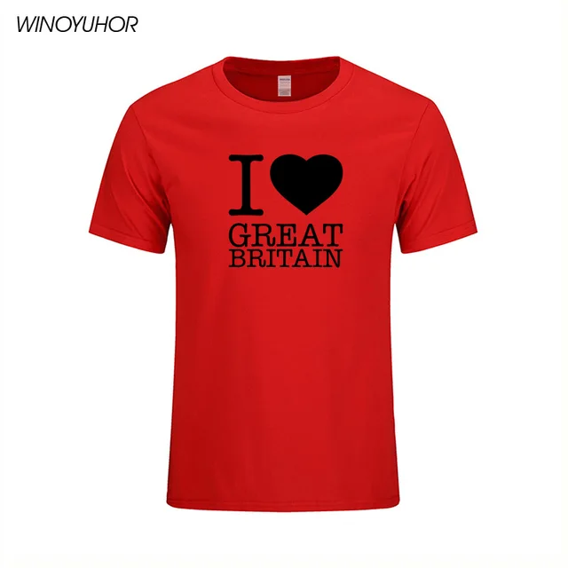 I Love Great Britain T Shirt Men Summer New Fashion Short Sleeve Cotton